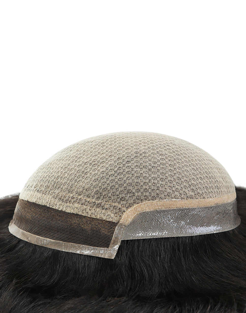 Toupee for Men Silk Top Center French Lace in Front Bleach Knots in Front Poly With Gauze in TSB Extra Diamond Net Cover Indian Human Hair