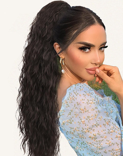 Water Wave Ponytail Human Hair Extensions For Women Wrap Around Human Hair Ponytail Extension Hair