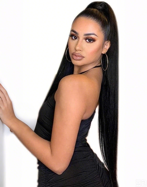 Ponytail Human Hair Extensions Straight Wrap Around Human Hair 12"-30" Ponytail Extension for Women