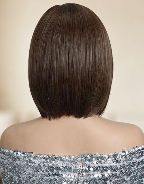 Jolin- Summer Airy Mono Top Short Bob Cut Lace Wigs Quiet Luxury Dark Chocolate Brown Bob Wig