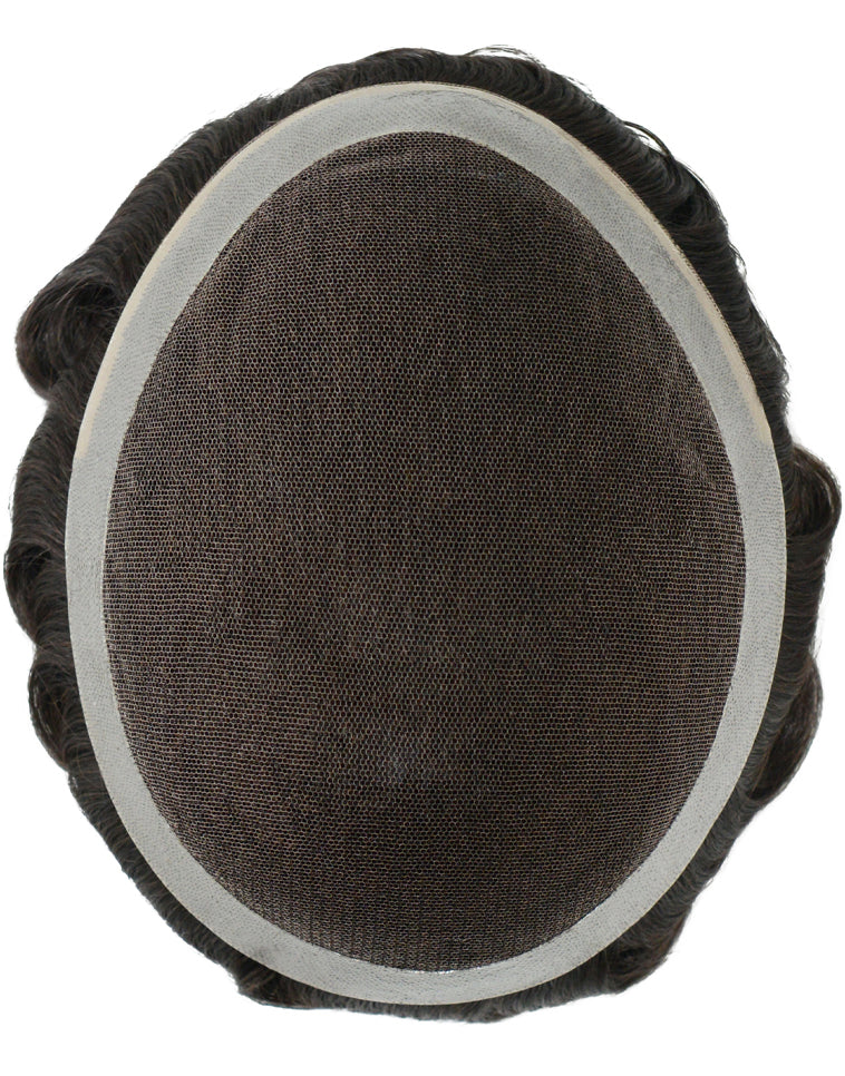 8"X10" Toupee for Men French Lace With Poly Coating Around 1/8" Folded French Lace in Front Indian Human Hair