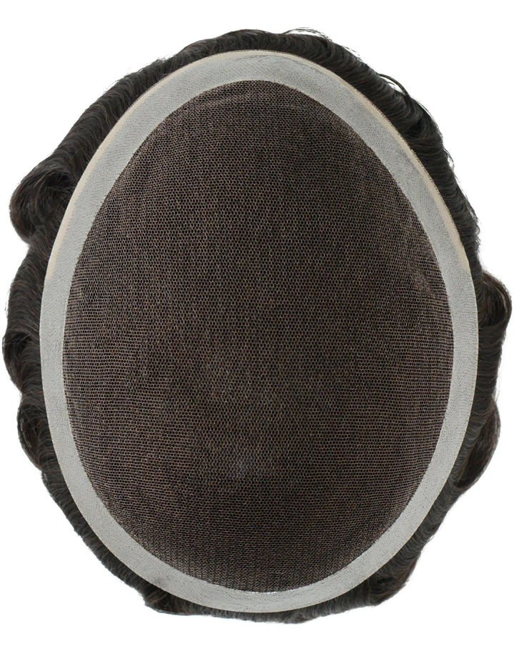 8"X10" Toupee for Men French Lace With Poly Coating Around 1/8" Folded French Lace in Front Indian Human Hair