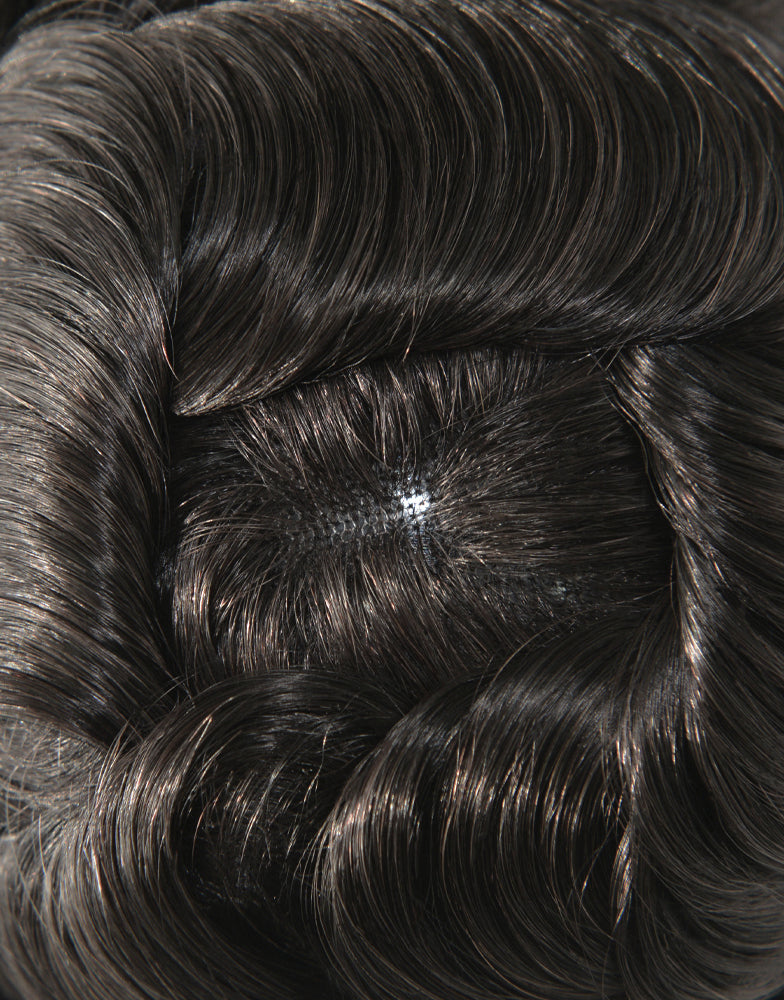 8"X10" Toupee for Men French Lace With Poly Coating Around 1/8" Folded French Lace in Front Indian Human Hair
