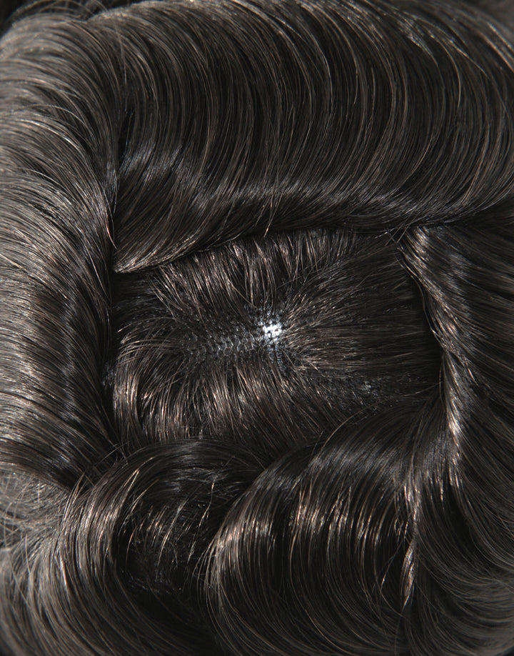 8"X10" Toupee for Men French Lace With Poly Coating Around 1/8" Folded French Lace in Front Indian Human Hair