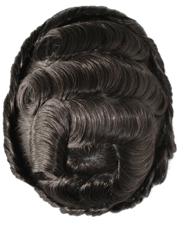 8"X10" Toupee for Men French Lace With Poly Coating Around 1/8" Folded French Lace in Front Indian Human Hair