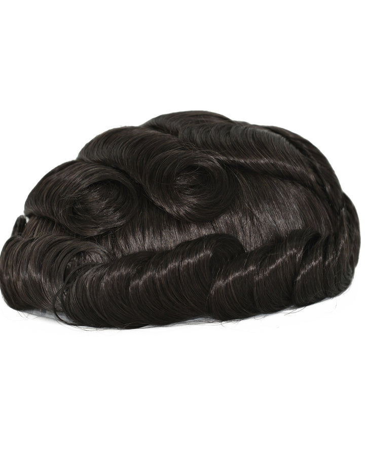 8"X10" Toupee for Men French Lace With Poly Coating Around 1/8" Folded French Lace in Front Indian Human Hair