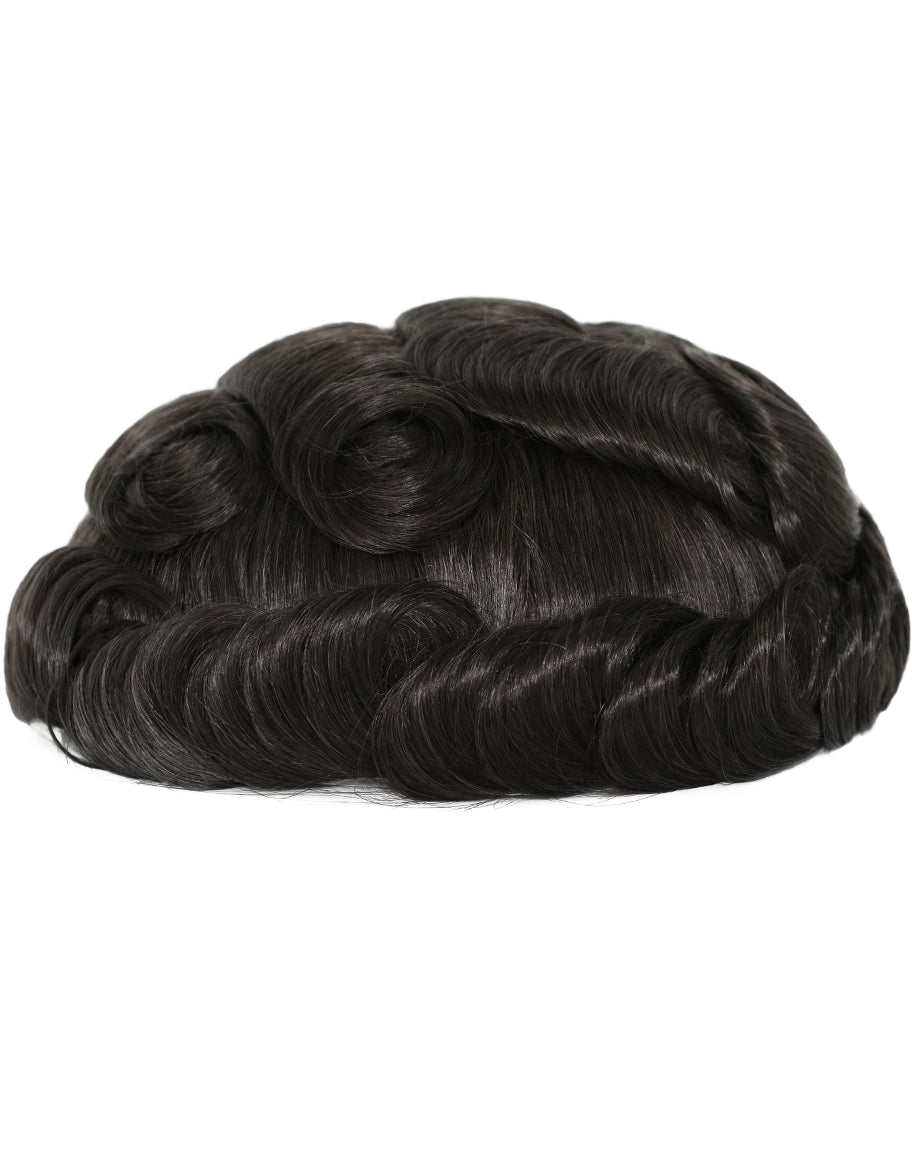 8"X10" Toupee for Men French Lace With Poly Coating Around 1/8" Folded French Lace in Front Indian Human Hair