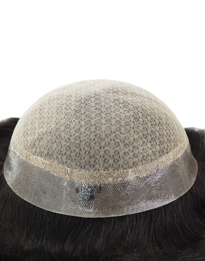 Toupee for Men Injection Skin 10-12mil with Diamond Net in Body Indian Human Hair