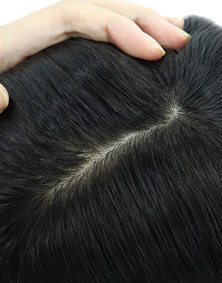 Toupee for Men Injection Skin 10-12mil with Diamond Net in Body Indian Human Hair