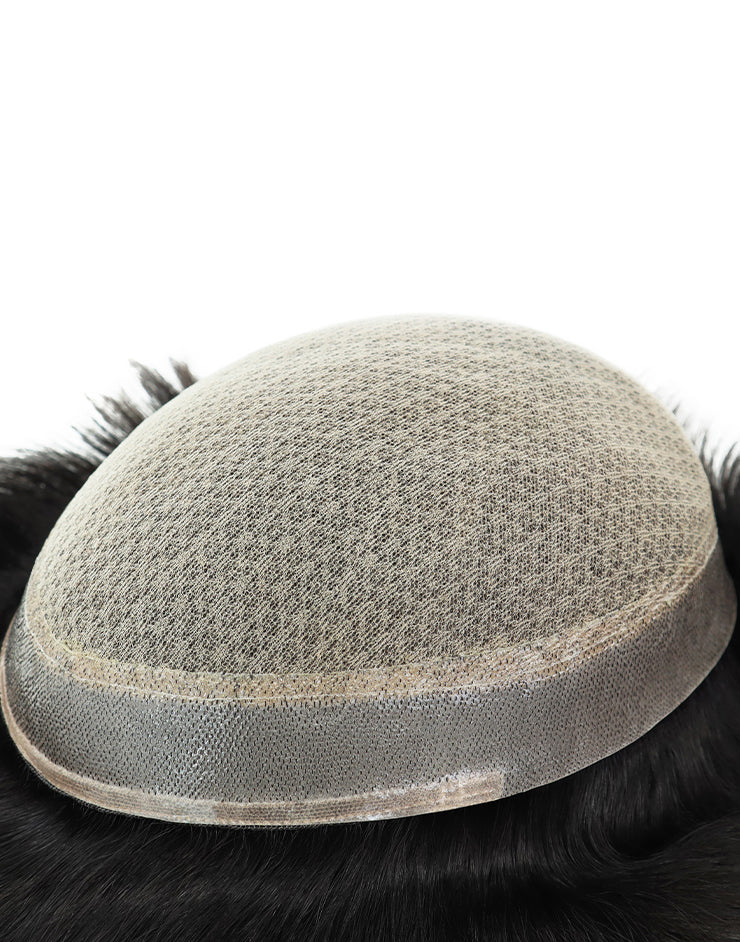 Toupee for Men Injection Skin 10-12mil with Diamond Net in Body Indian Human Hair