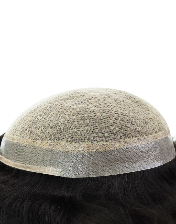 Toupee for Men Injection Skin 10-12mil with Diamond Net in Body Indian Human Hair