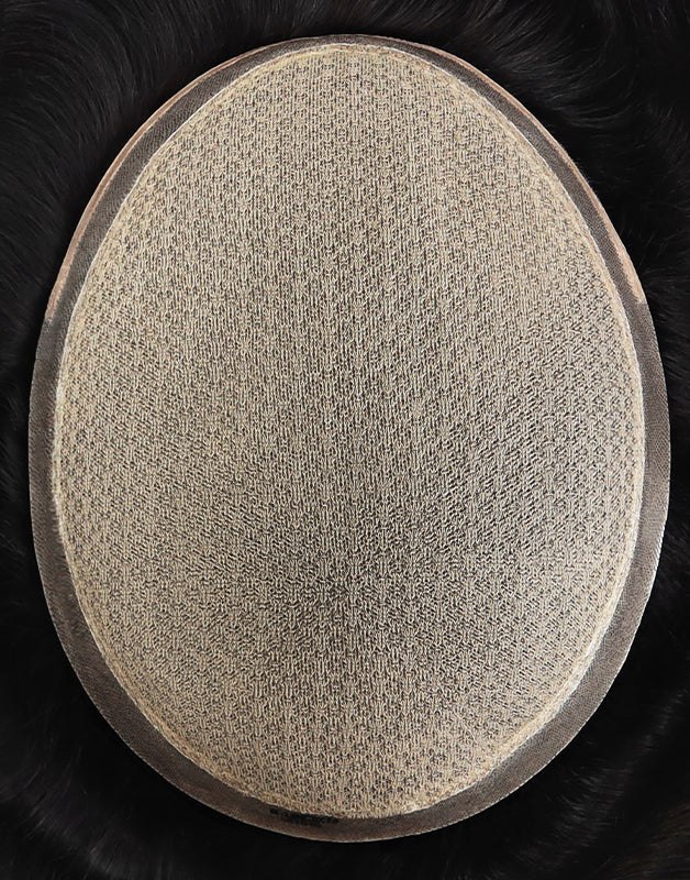 Toupee for Men Injection Skin 10-12mil with Diamond Net in Body Indian Human Hair