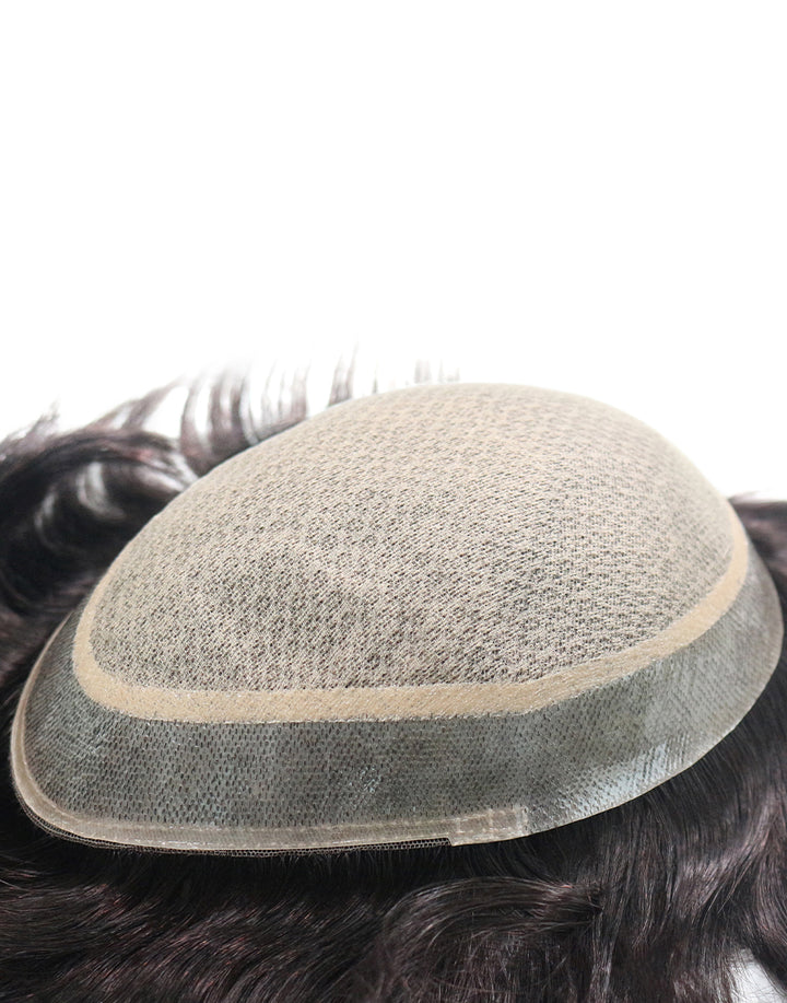 Toupee for Men Injection Skin 10-12mil with Diamond Net in Body Indian Human Hair