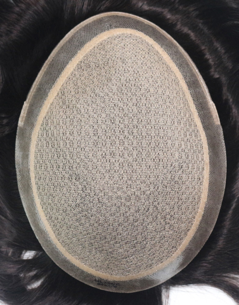 Toupee for Men Injection Skin 10-12mil with Diamond Net in Body Indian Human Hair