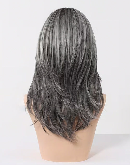 Gail- Minimalist Lace Wig Lace Wig Salt And Pepper Layer Cut Wig With Bangs Suitable For Hair Loss and Fashion Change