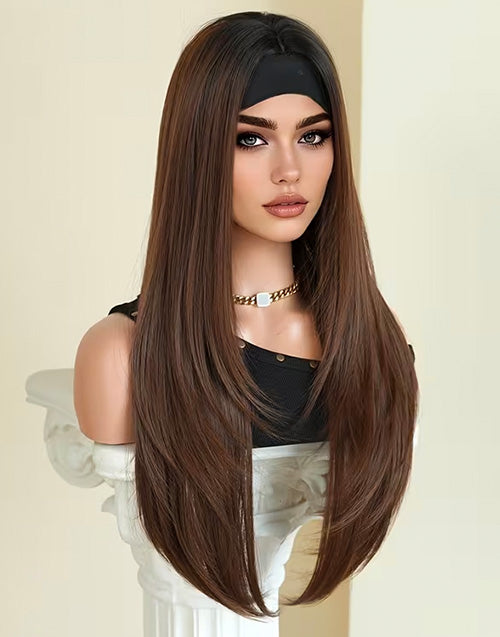 Modest Fashion Beginner Friendly Omber Brown Color Headband Human Hair Wigs For Your First Wig
