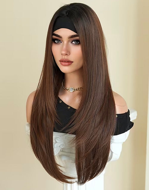 Modest Fashion Beginner Friendly Omber Brown Color Headband Human Hair Wigs For Your First Wig