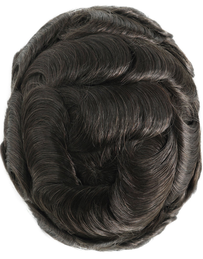 Toupee for Men Fine Mono in Body 1" Polyskin in Perimeter and 1/2" French Lace in Front Indian Human Hair