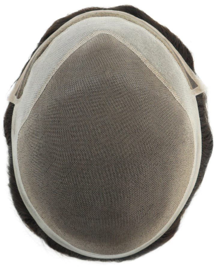 Toupee for Men Fine Mono in Body 1" Polyskin in Perimeter and 1/2" French Lace in Front Indian Human Hair