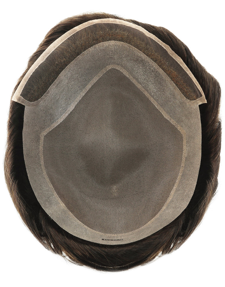 Toupee for Men Fine Mono in Body 1" Polyskin in Perimeter and 1/2" French Lace in Front Indian Human Hair
