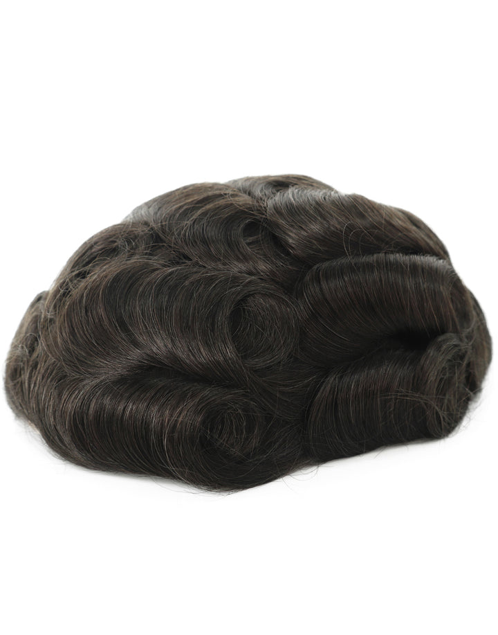 Toupee for Men Fine Mono in Body 1" Polyskin in Perimeter and 1/2" French Lace in Front Indian Human Hair