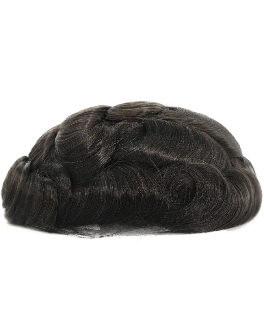 Toupee for Men Fine Mono in Body 1" Polyskin in Perimeter and 1/2" French Lace in Front Indian Human Hair