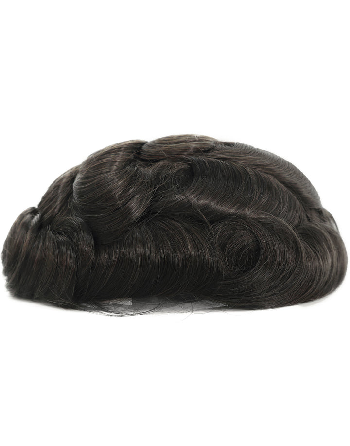 Toupee for Men Fine Mono in Body 1" Polyskin in Perimeter and 1/2" French Lace in Front Indian Human Hair
