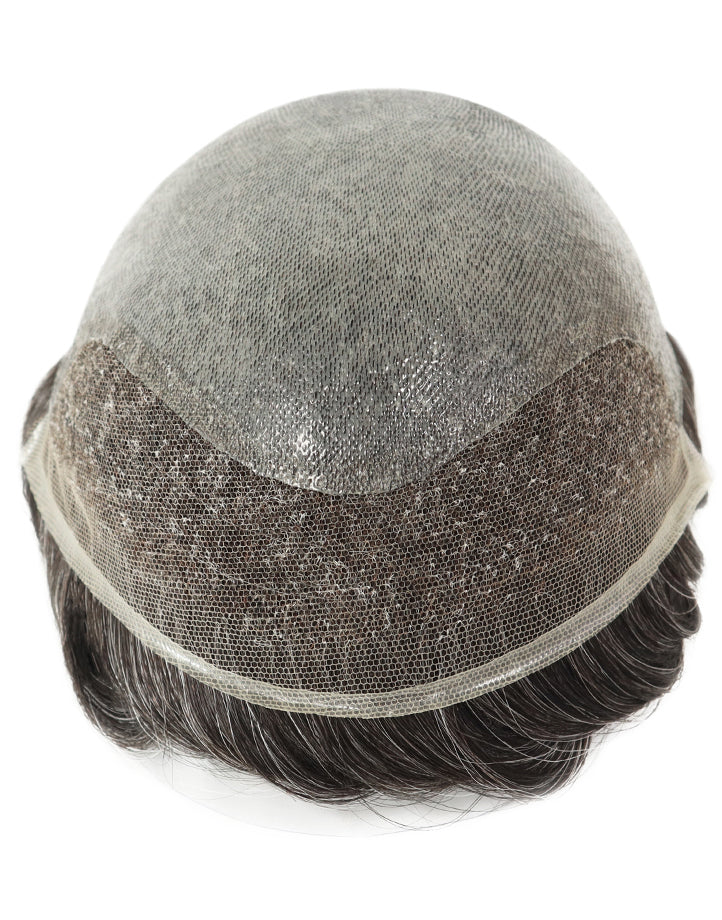 8"X10" Toupee for Men Skin 10-12mil with  1/2" French Lace in Front Indian Human Hair