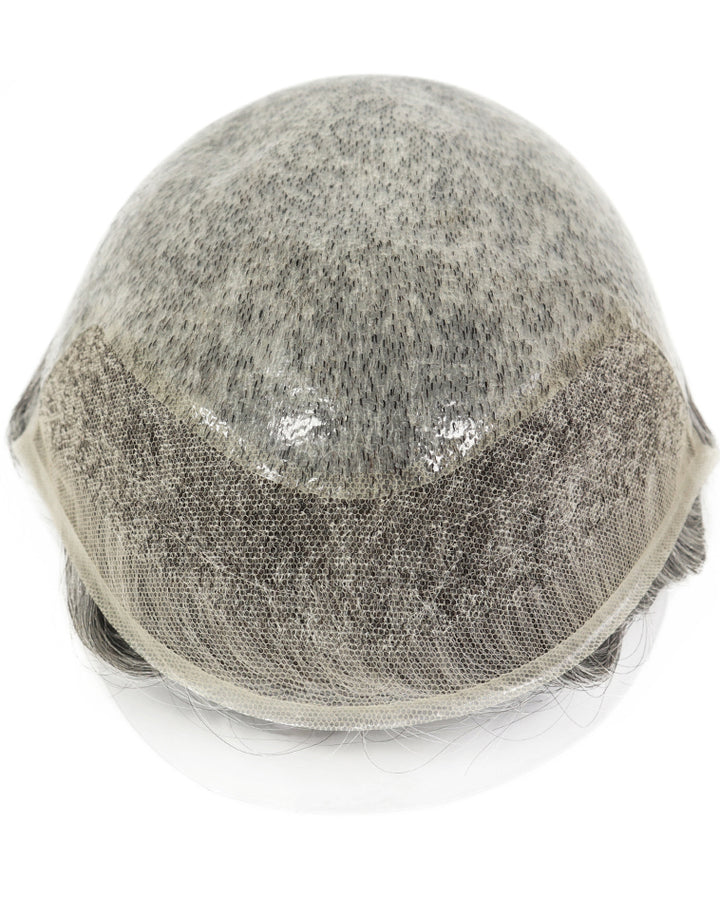 8"X10" Toupee for Men Skin 10-12mil with  1/2" French Lace in Front Indian Human Hair