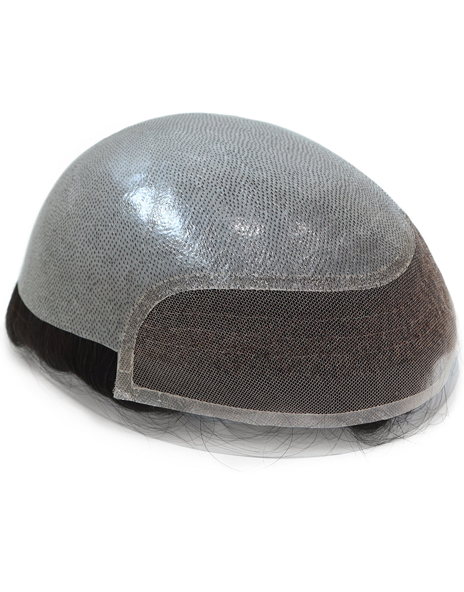 8"X10" Toupee for Men Skin 10-12mil with  1/2" French Lace in Front Indian Human Hair