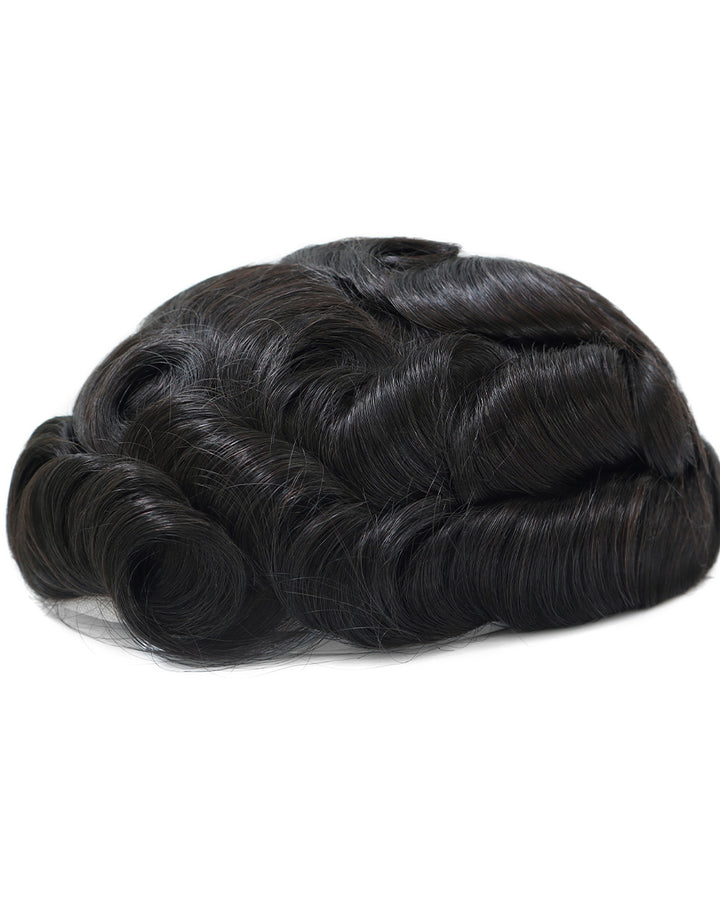 8"X10" Toupee for Men Skin 10-12mil with  1/2" French Lace in Front Indian Human Hair