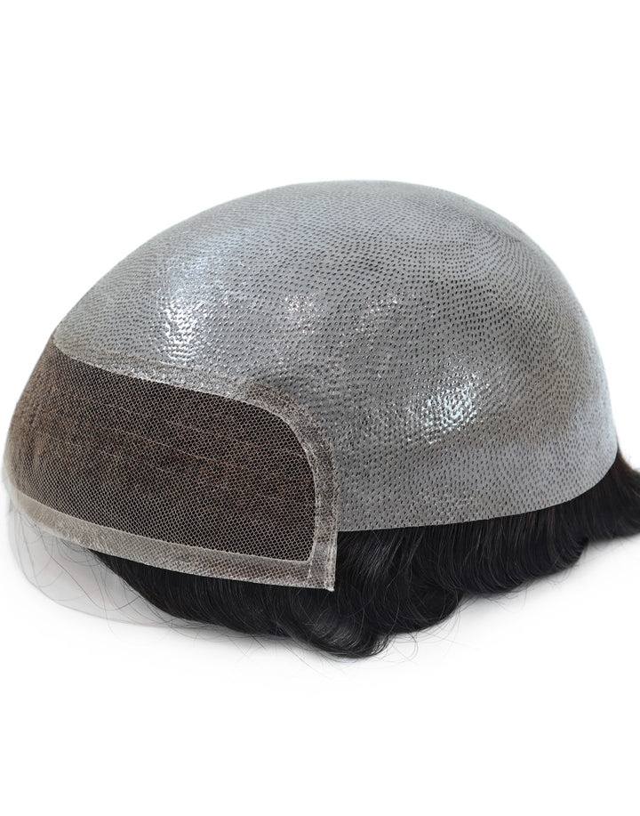 8"X10" Toupee for Men Skin 10-12mil with  1/2" French Lace in Front Indian Human Hair