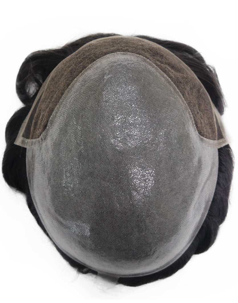 8"X10" Toupee for Men Skin 10-12mil with  1/2" French Lace in Front Indian Human Hair