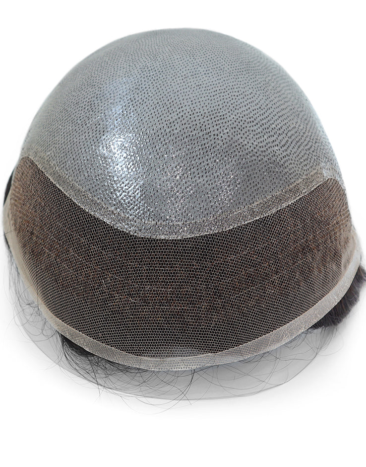 8"X10" Toupee for Men Skin 10-12mil with  1/2" French Lace in Front Indian Human Hair