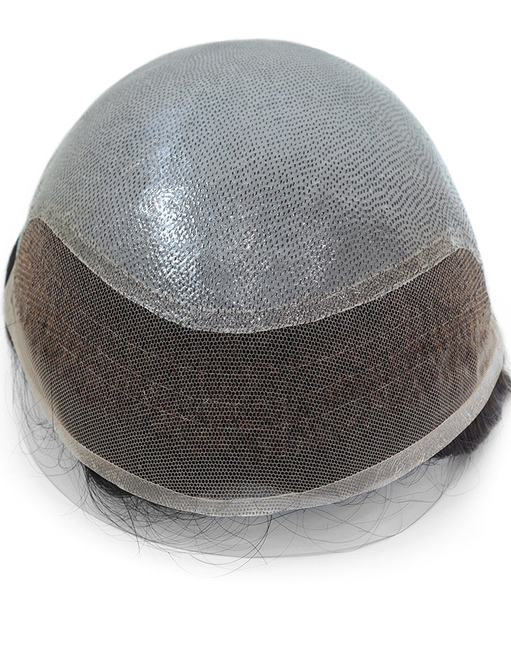 8"X10" Toupee for Men Skin 10-12mil with  1/2" French Lace in Front Indian Human Hair