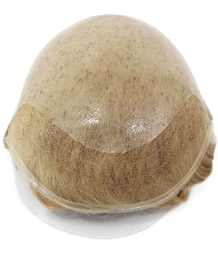 8"X10" Toupee for Men Skin 10-12mil with  1/2" French Lace in Front Indian Human Hair