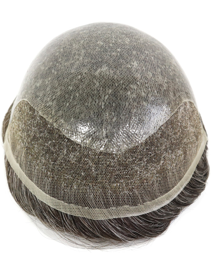 8"X10" Toupee for Men Skin 10-12mil with  1/2" French Lace in Front Indian Human Hair