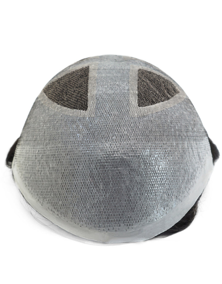 8"X10" Toupee for Men French Lace in Body V looped Thin Skin in Cross and Perimeter Indian Human Hair