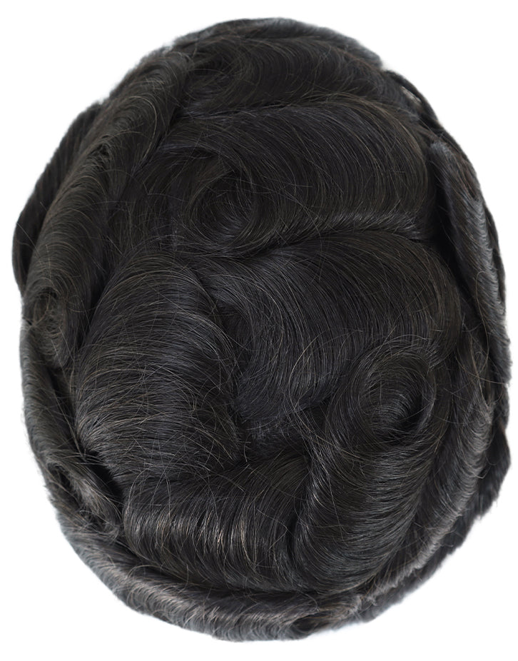 8"X10" Toupee for Men French Lace in Body V looped Thin Skin in Cross and Perimeter Indian Human Hair