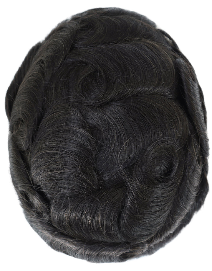 8"X10" Toupee for Men French Lace in Body V looped Thin Skin in Cross and Perimeter Indian Human Hair