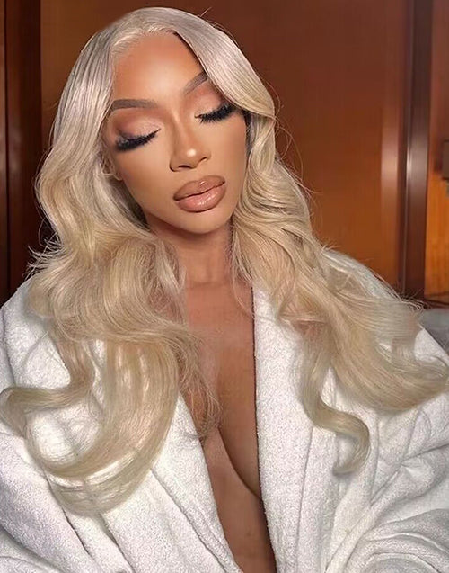 12" Ash Blonde Loose Body Wave 13x4 Lace Front Wig Flash Deal