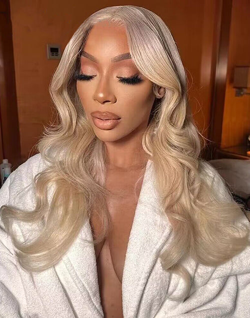 12" Ash Blonde Loose Body Wave 13x4 Lace Front Wig Flash Deal