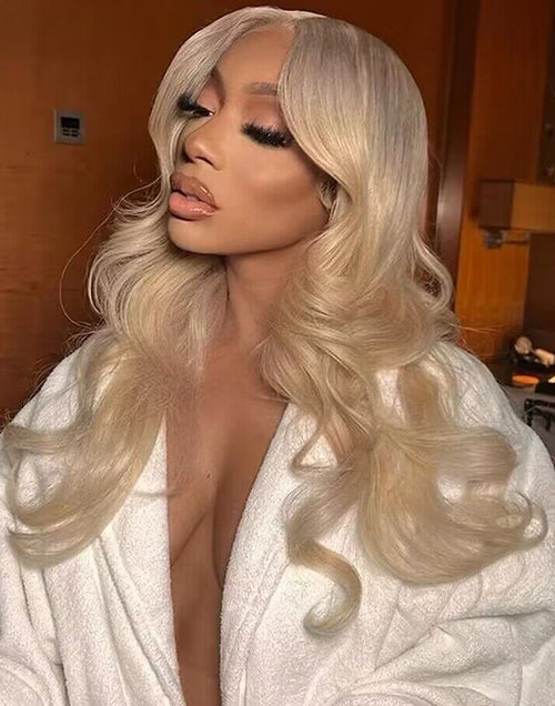 12" Ash Blonde Loose Body Wave 13x4 Lace Front Wig Flash Deal