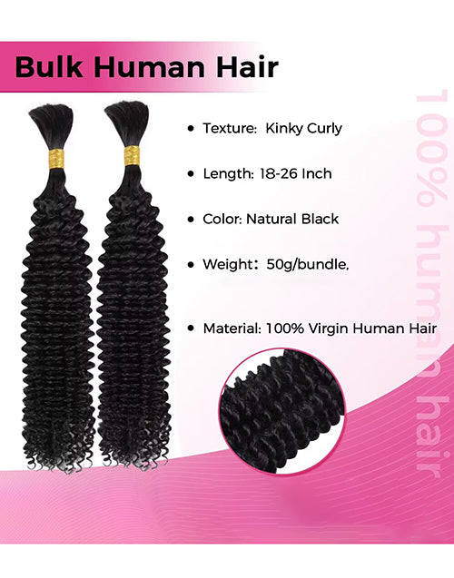 Boho Human Braiding Hair Curly Bulk Human Hair 12A No Weft  For Braiding Hair Extensions for Box Micro Braids