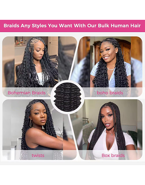 Boho Human Braiding Hair Curly Bulk Human Hair 12A No Weft  For Braiding Hair Extensions for Box Micro Braids