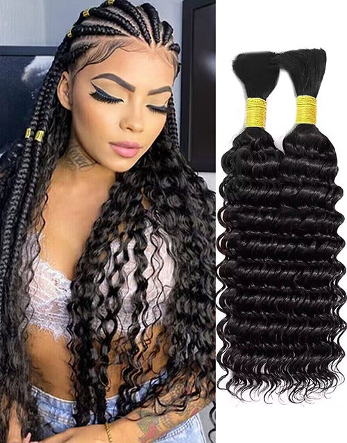 12A Deep Wave Bulk Human Hair For Braiding No Weft Human Hair Extensions Micro Braiding