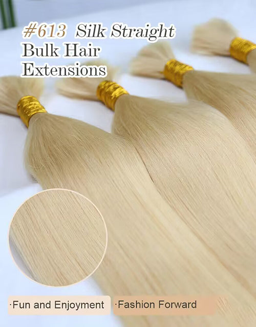 #613 Honey Straight Hair Bulk Braiding Hair for Human Hair Extensions No Weft for Micro Braiding 12A