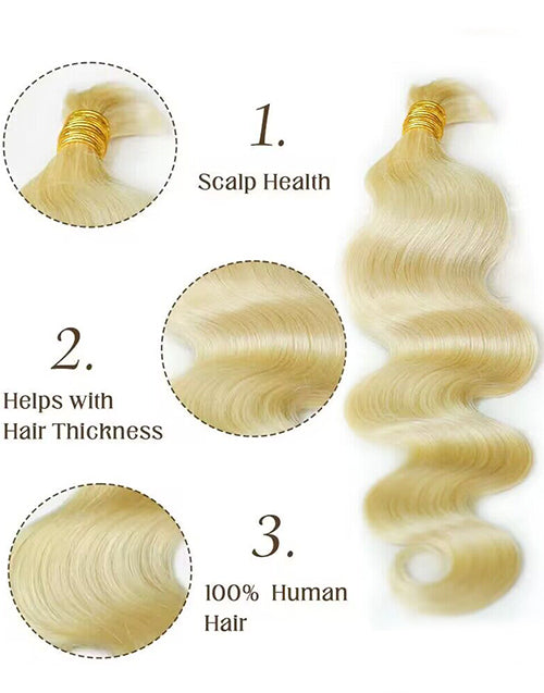 #613 Honey Body Wave Hair Bulk Braiding Hair for Human Hair Extensions No Weft 12A