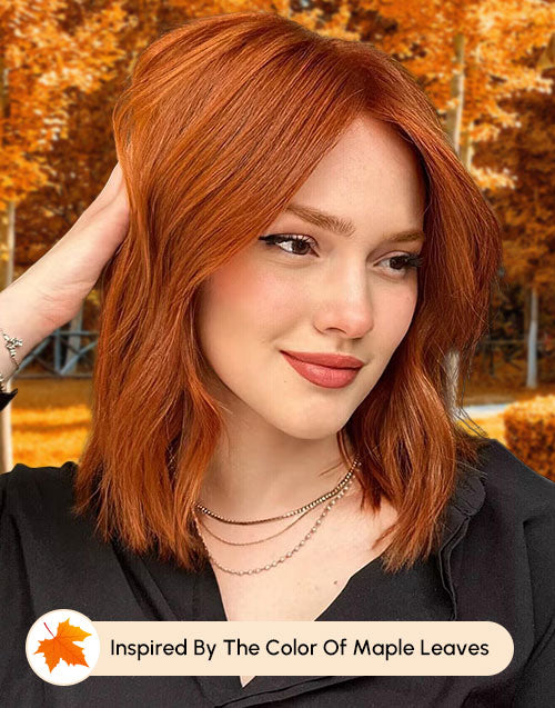 Maple-Copper Red 13X4 Lace Front Bob Wig Desert Red 5.5X5.5 Human Hair Wig