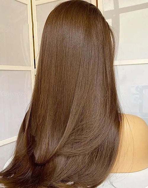 Kelsie-Silky Straight Auburn Brown 13X4 Lace Front Human Hair Wig